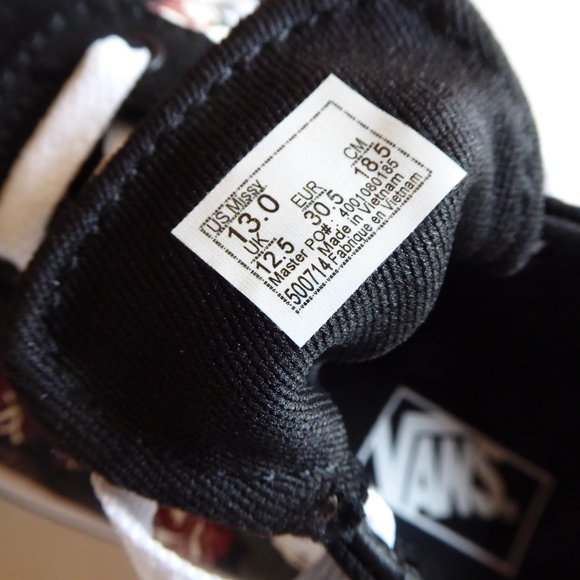 Vans Little Girl USA Size 13 Flowers & Checks Sneakers NIB - Picture 15 of 16